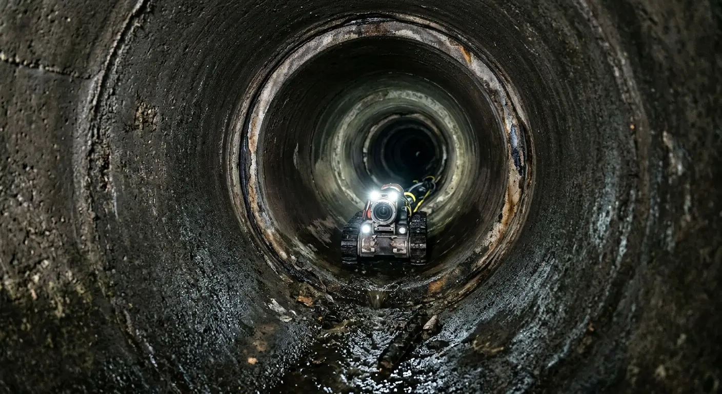Robotic sewer camera inspecting pipe interior for Sewer Line Cleaning in San Francisco